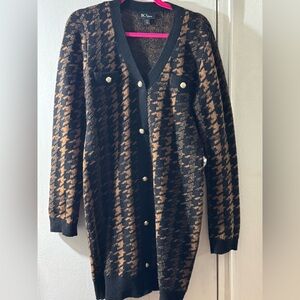 BCX sweater dress black and brown with gold buttons size XL